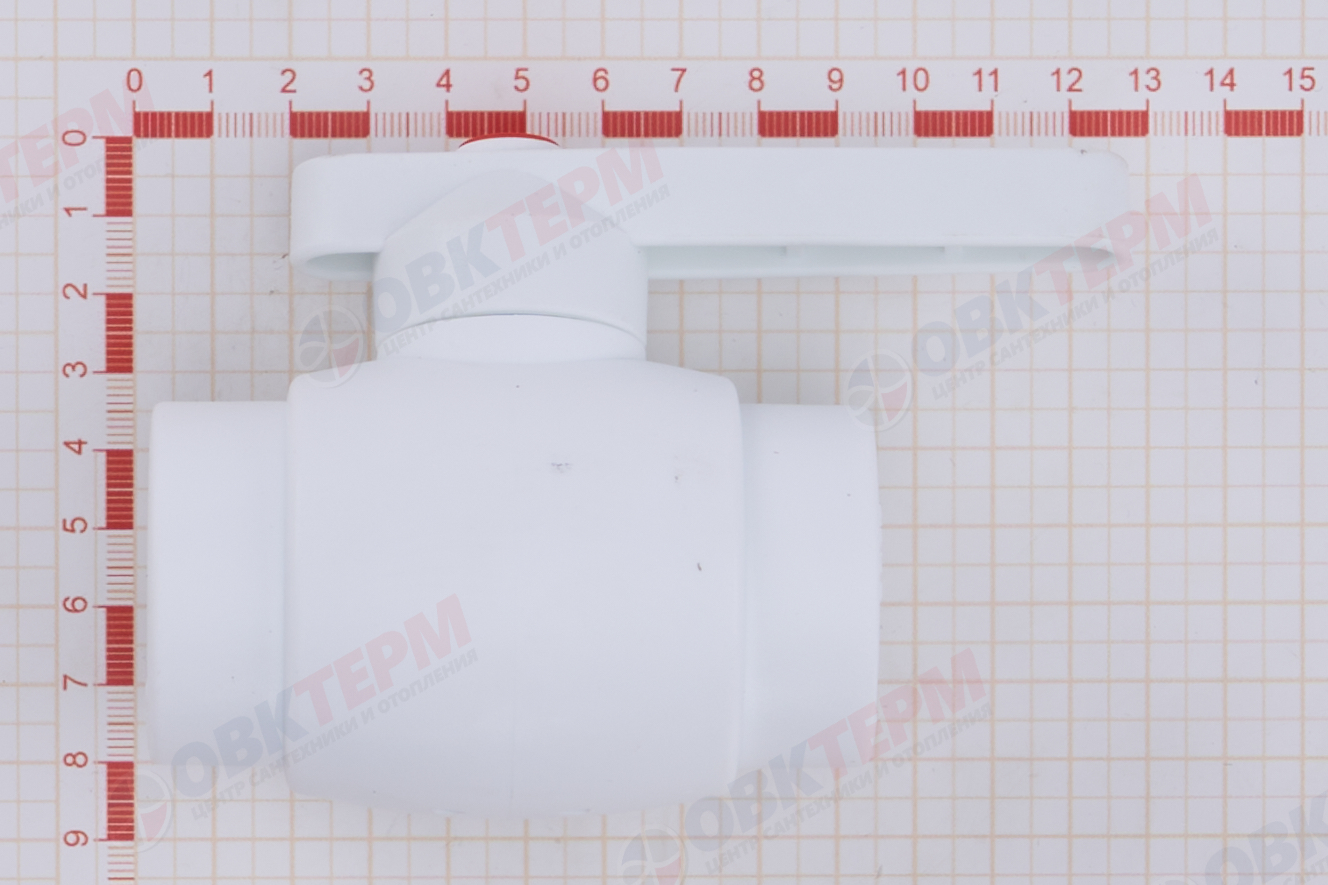 Кран  шаровый  полнопроходной 32  (латунный  шар)    БЕЛЫЙ PP-R   (RTP)    (20/1) - миниатюра №6