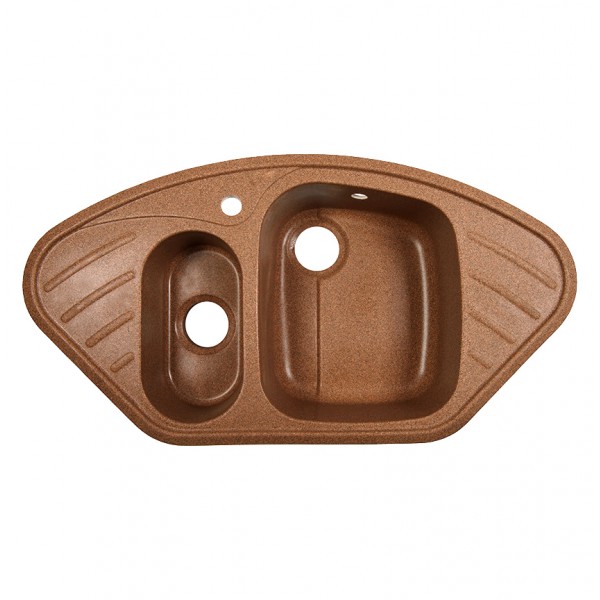 Мойка угловая двухсекционная 940*495*165мм GRANMILL 32  хлопок матовая - изображение №1