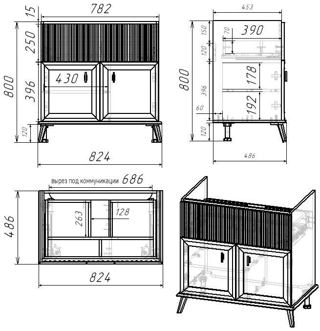 Тумба напольная  85 №2 "Retro" EvaGold (ум. Модерн 850) - Изображение №5
