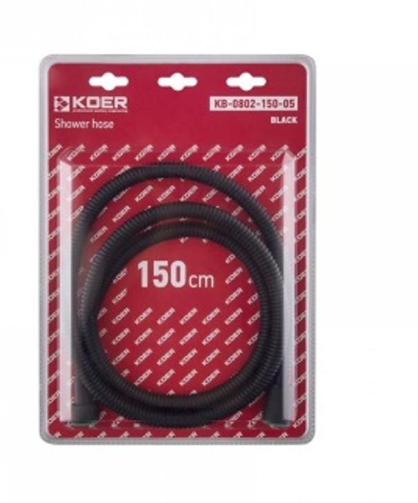 Шланг д/душа KOER KB-0802-150-05 оплетка нерж. 150 см (Цвет черный) (30 шт/ящ) - Изображение №2