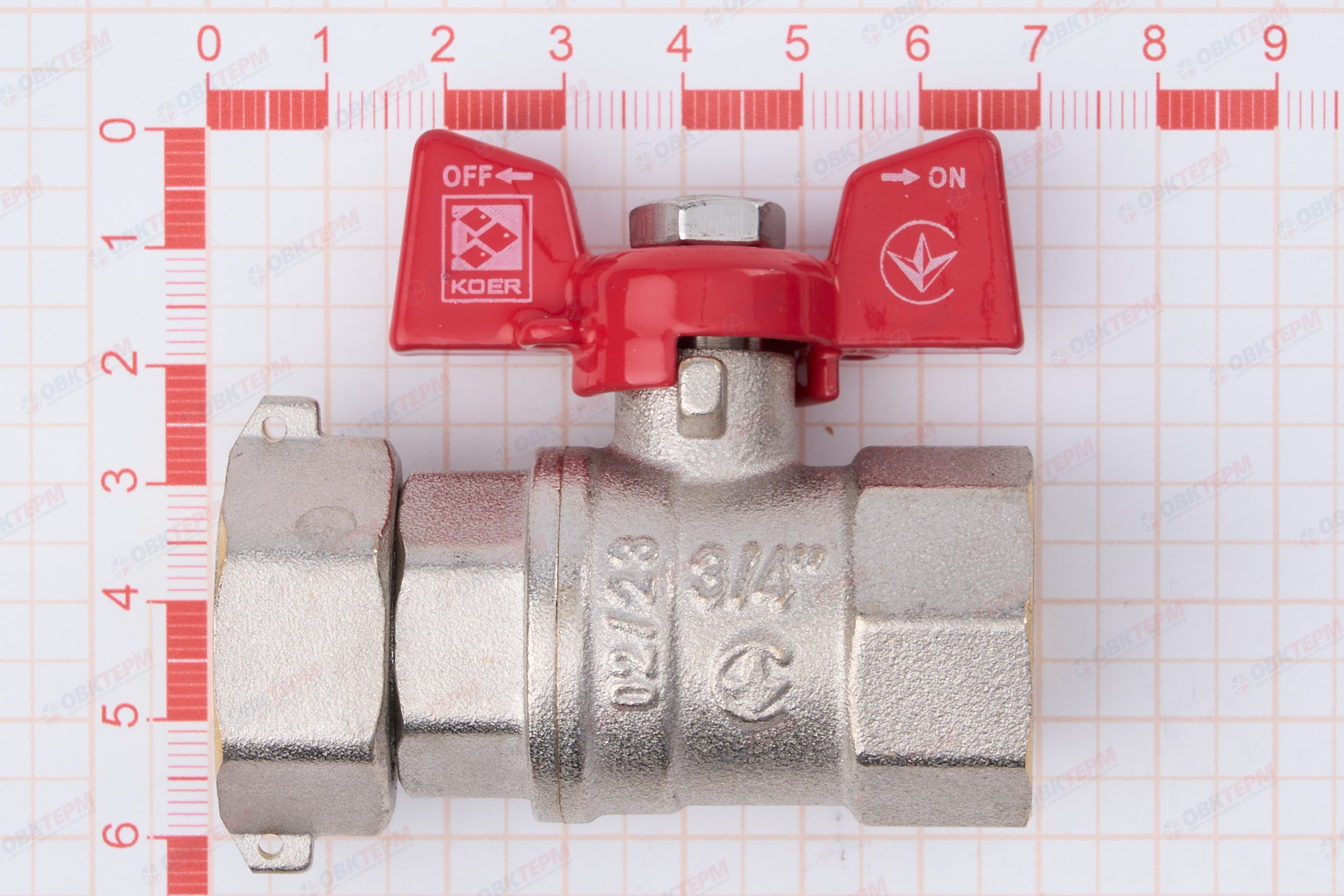 Кран шаровый    ВОДА KOER     3/4" ВВ   бабочка  с НВ СНГ  KR.222  (40/20 шт) - миниатюра №7