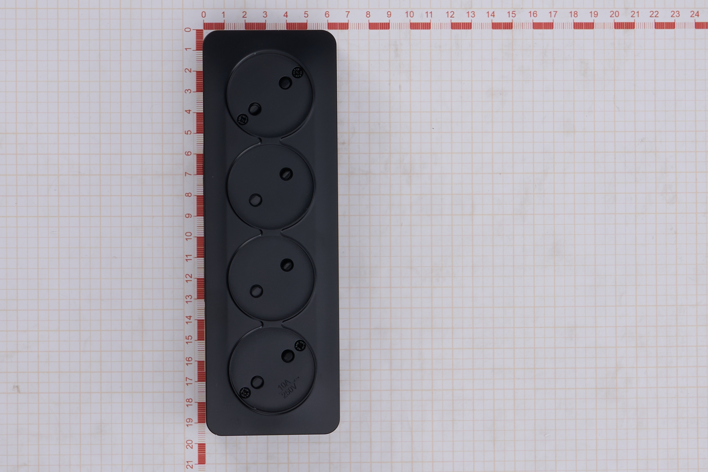 Розетка 4-местная б/з открытой установки, 250В, 10А, IP20, серия София, черный матовый, MST10-14-05 - миниатюра №6