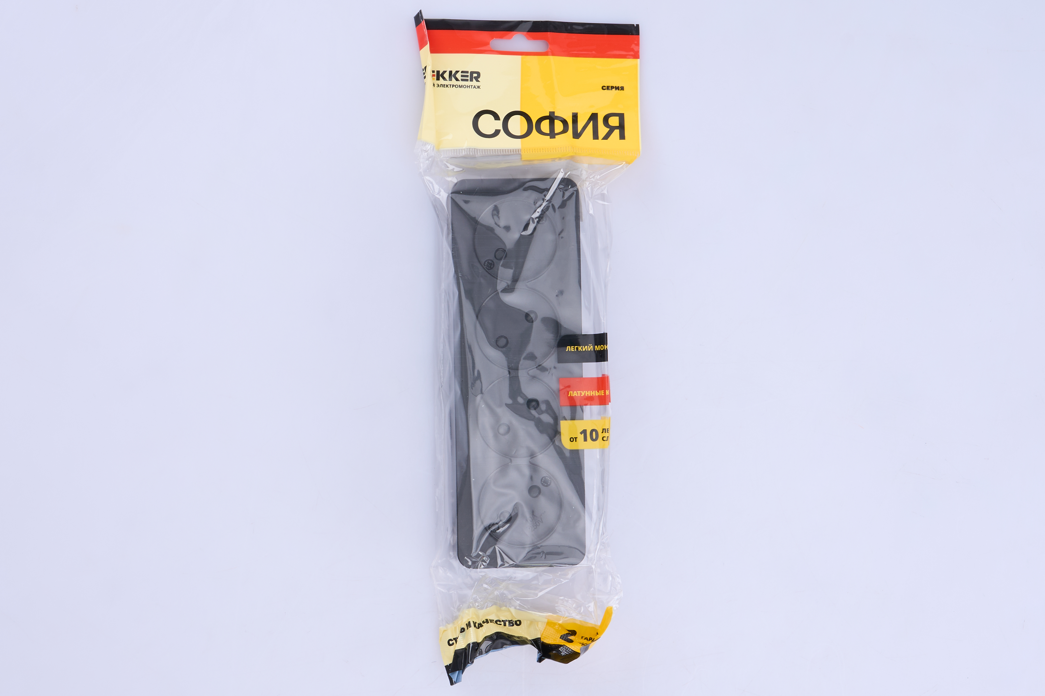 Розетка 4-местная б/з открытой установки, 250В, 10А, IP20, серия София, черный матовый, MST10-14-05 - миниатюра №7