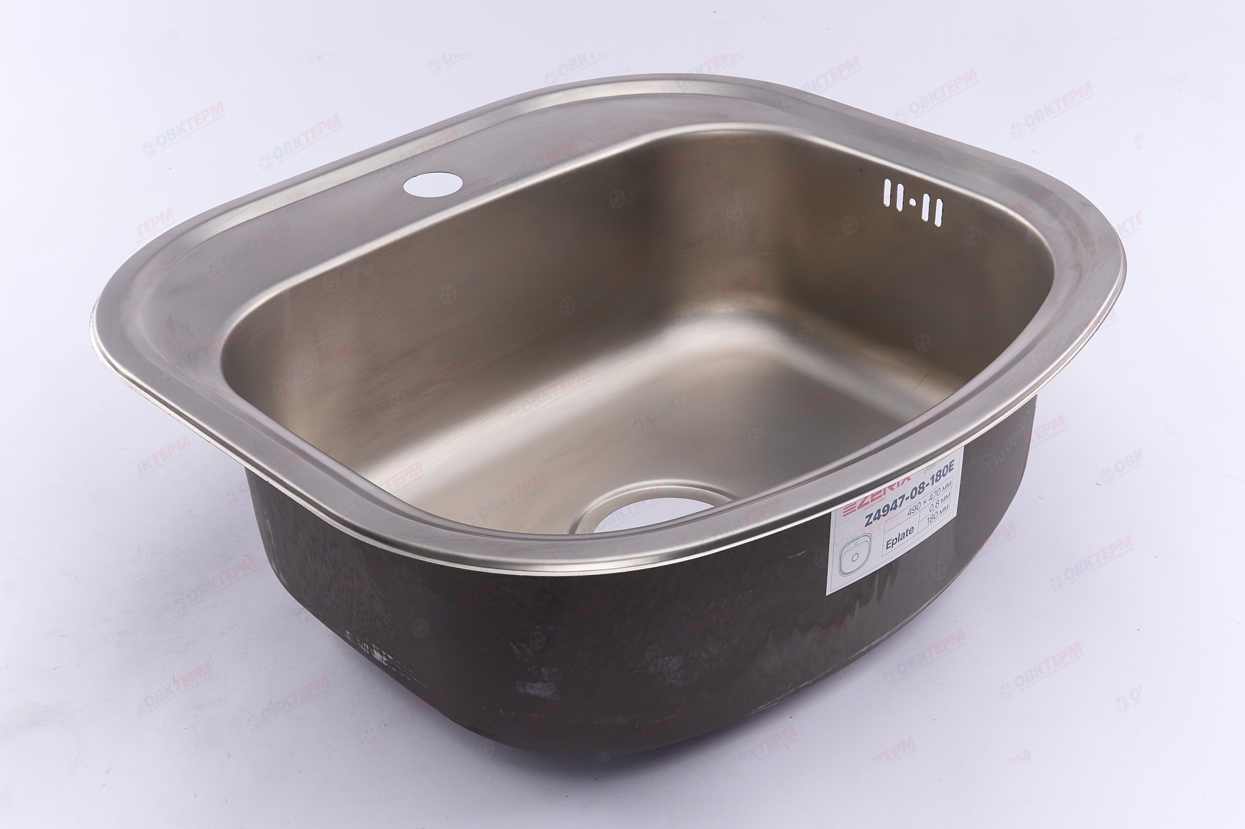 ZERIX мойка Z4947-08-180E (SATIN) ВРЕЗНАЯ /сифон (10шт/ящ) - Изображение №2