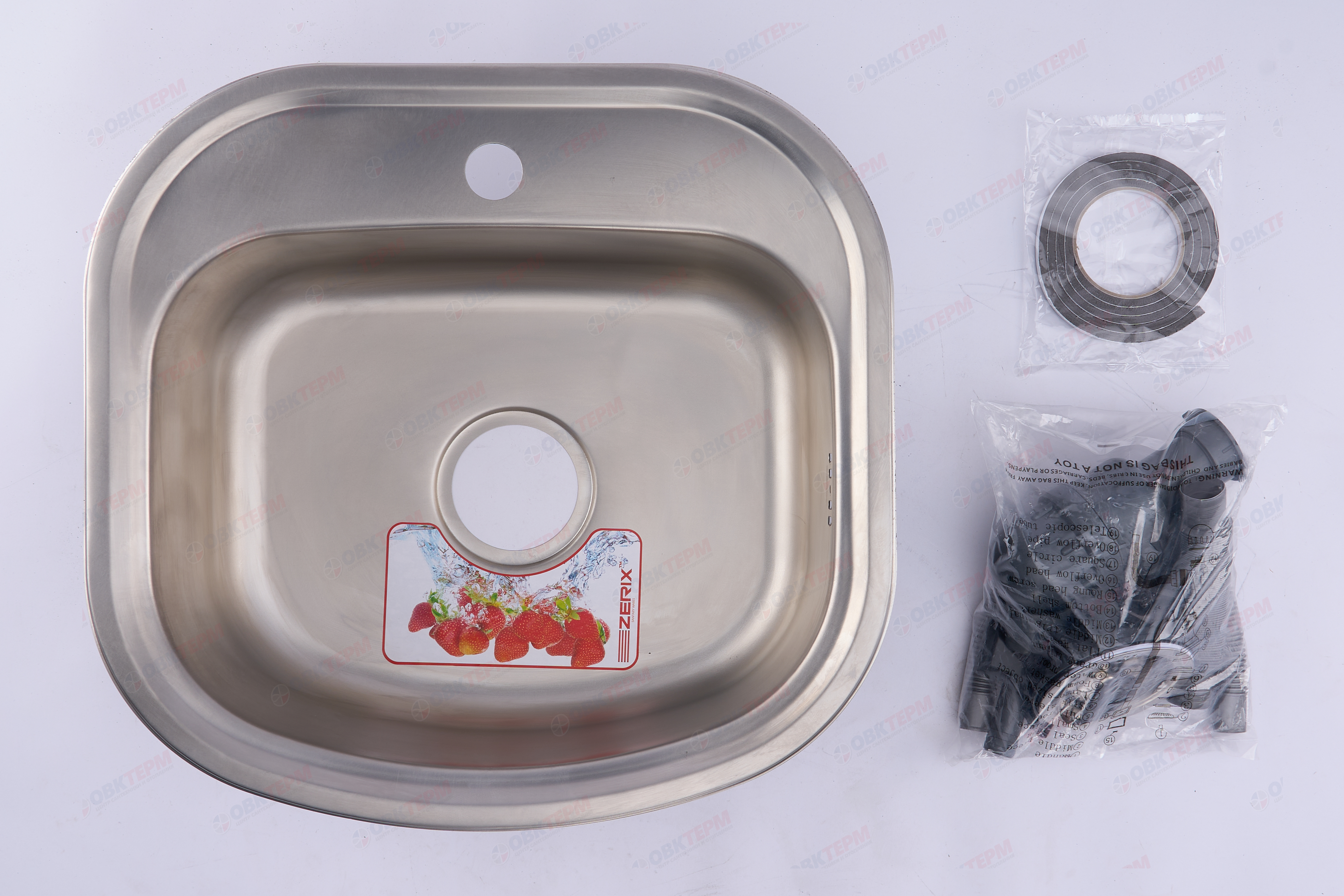 ZERIX мойка Z4947-08-180E (SATIN) ВРЕЗНАЯ /сифон (10шт/ящ) - миниатюра №8