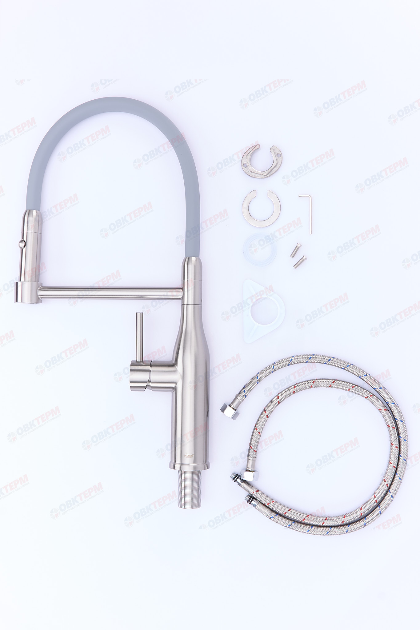Смеситель д/кухни KOER KI-70005-02 /нерж. сталь SUS304 (Цвет нерж+силик.излив серый) (8шт/ящ) - Изображение №5