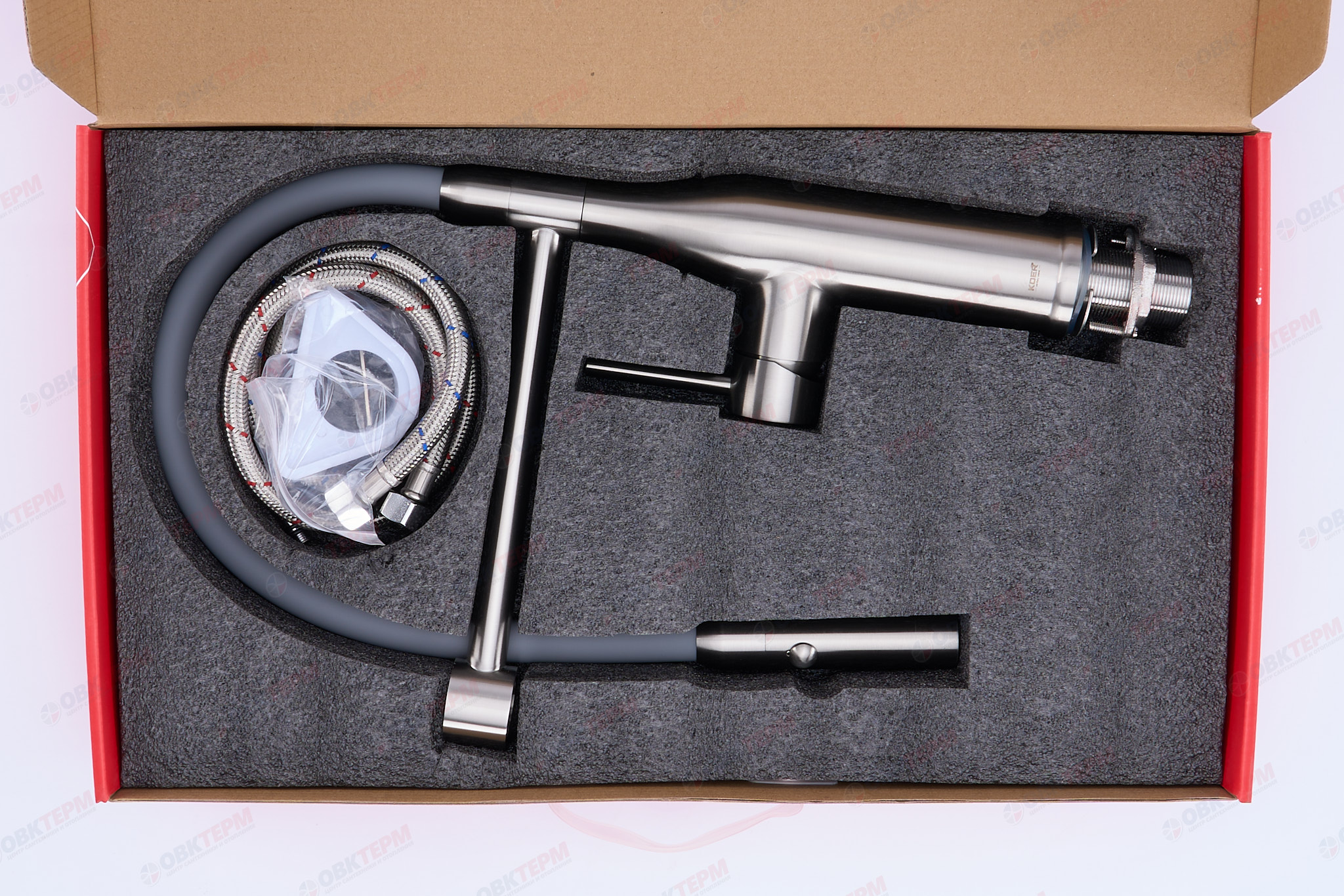 Смеситель д/кухни KOER KI-70005-02 /нерж. сталь SUS304 (Цвет нерж+силик.излив серый) (8шт/ящ) - миниатюра №6