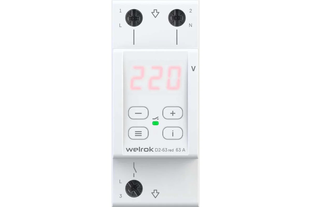 Реле напряжения D2-63 red Welrok 4660251140014 - Изображение №1