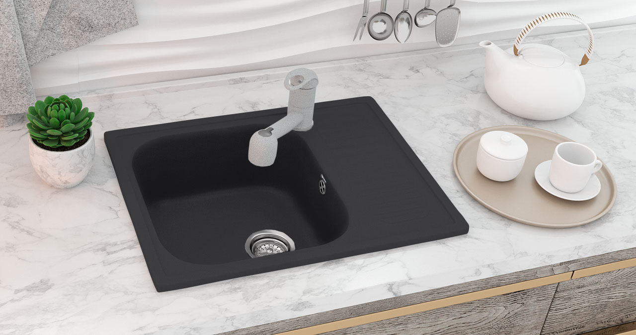 Мойка прямоугольная Ulgran U - 202 - 344 (ультра-черный) 640*490мм - миниатюра №2