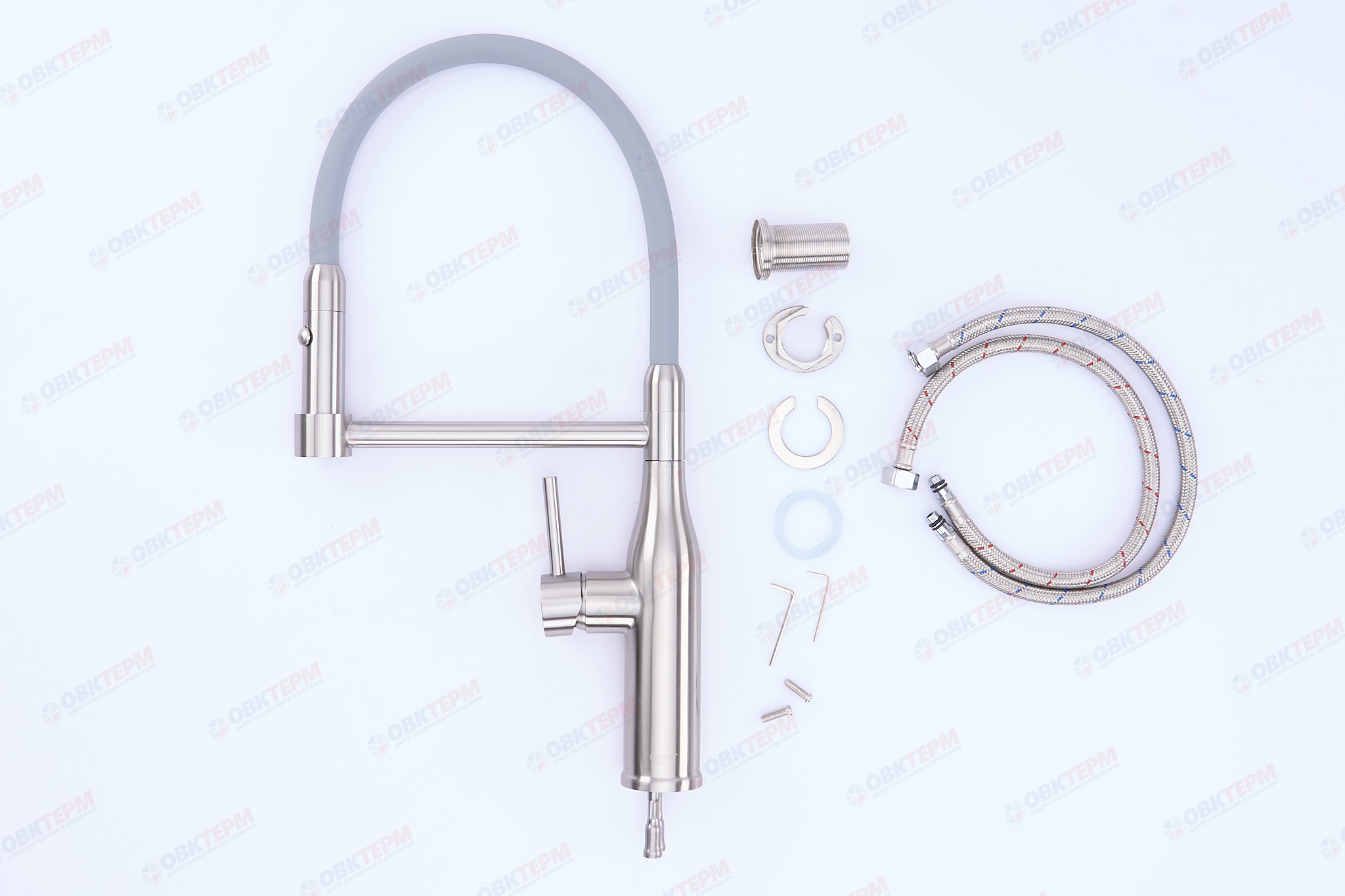 Смеситель д/кухни GAPPO G4398-55 нерж сталь /сатин /гибкий излив (Ø35) - миниатюра №5