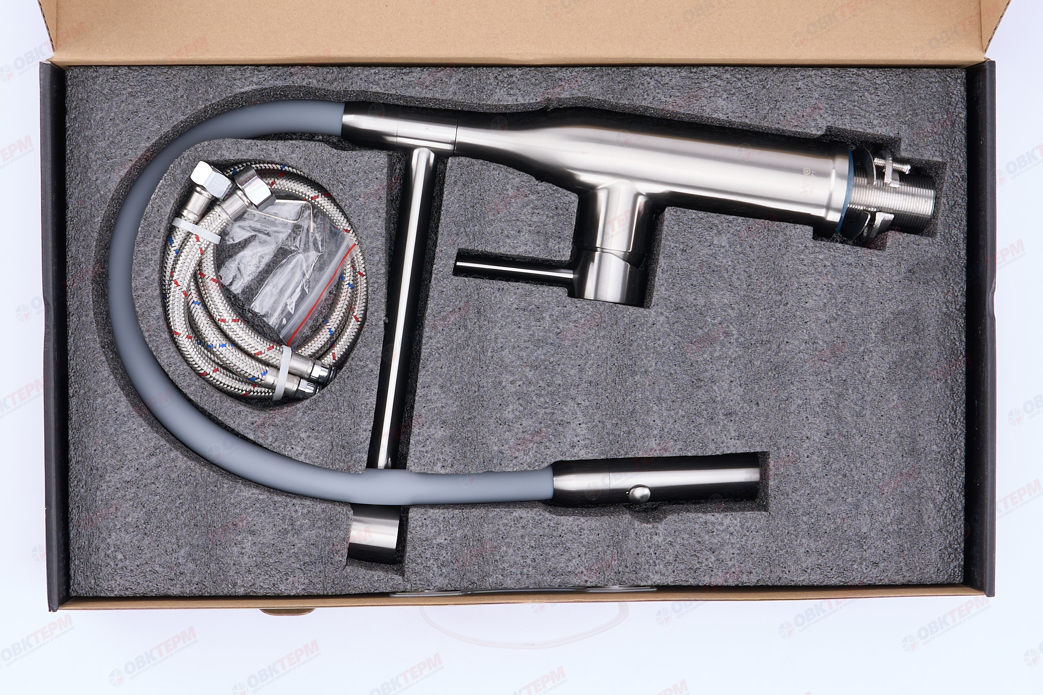 Смеситель д/кухни GAPPO G4398-55 нерж сталь /сатин /гибкий излив (Ø35) - миниатюра №6