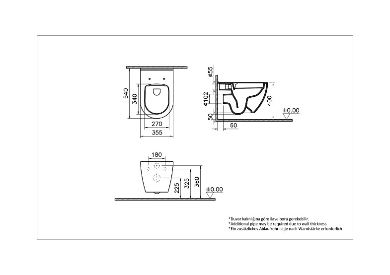 Комплект унитаза с инсталляц. VitrA Mia Roun 9856B003-7200 с сиденьем SC и хром. клавишей смыва - Изображение №3