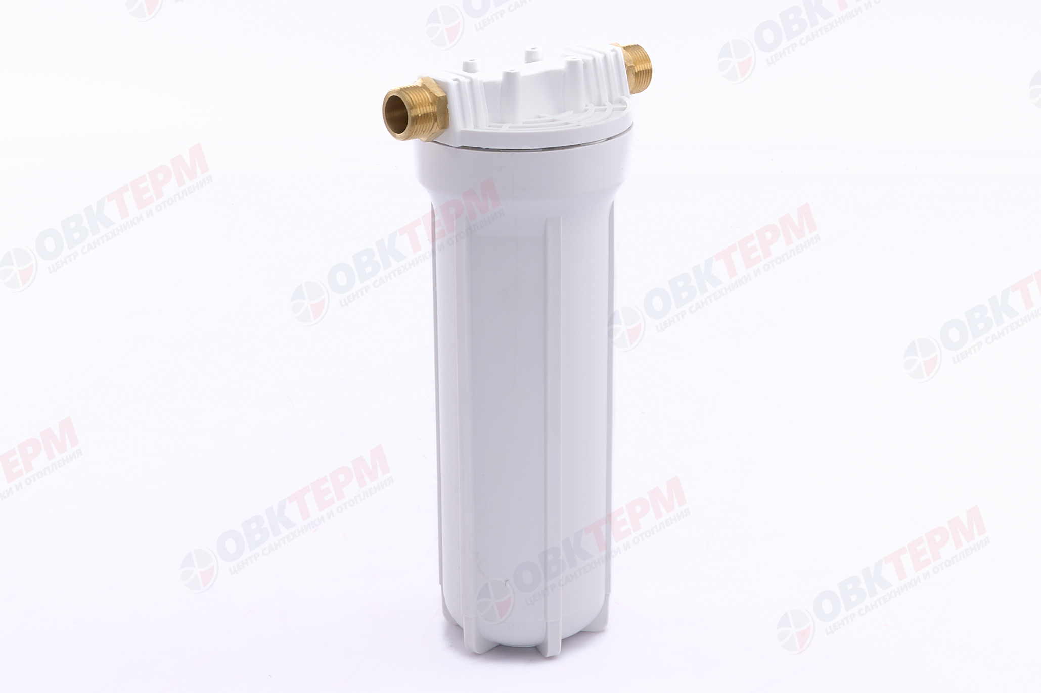 ГЕЙЗЕР  Колба    10"Slim Line  3/4" 1П  (Белый пластик, латунь резьб вставки, с картриджем) - Изображение №2