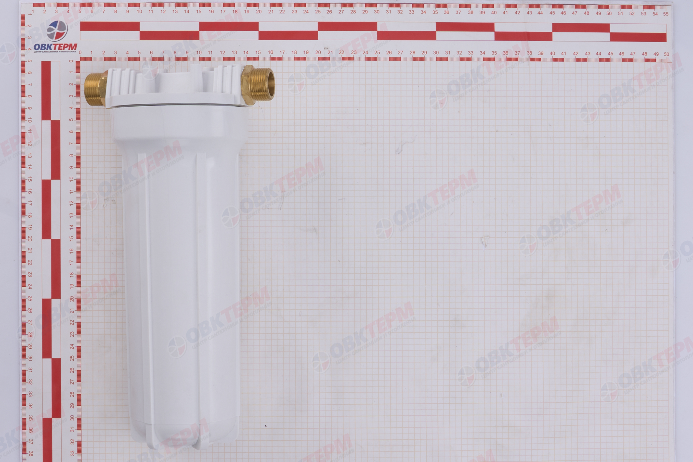 ГЕЙЗЕР  Колба    10"Slim Line  3/4" 1П  (Белый пластик, латунь резьб вставки, с картриджем) - миниатюра №9