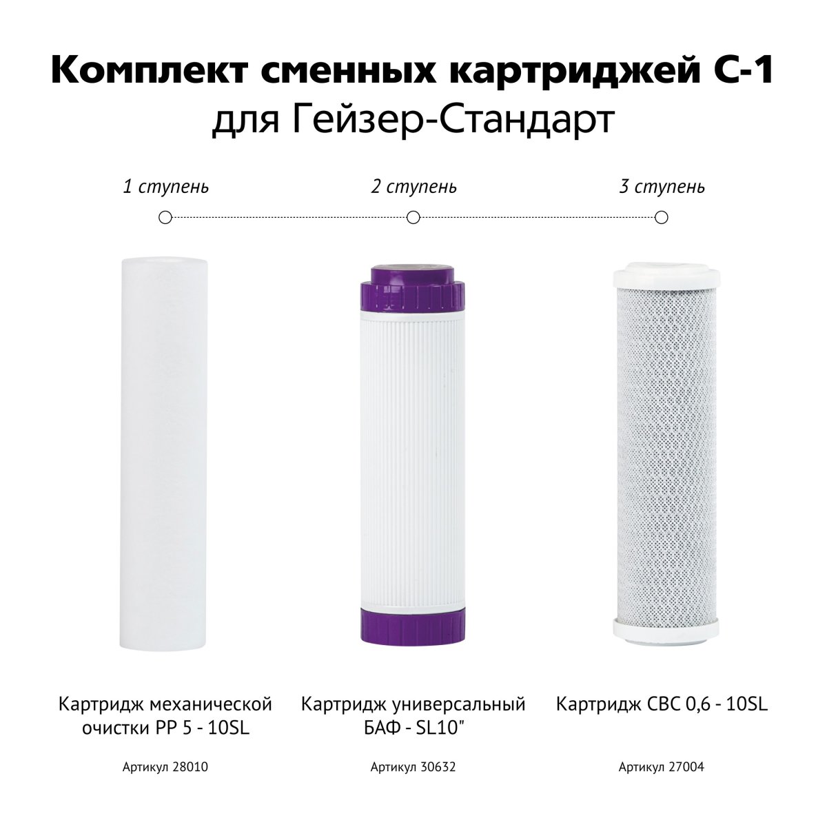 ГЕЙЗЕР  Комплект сменных картриджей Стандарт С-1 (универсальный) - Изображение №2