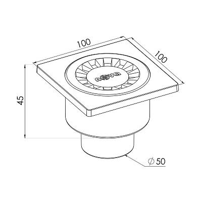 Трап 50 вертикальный 100*100  NOVA  пластик (5060),гидрозатвор (1шт/100упак) - миниатюра №2
