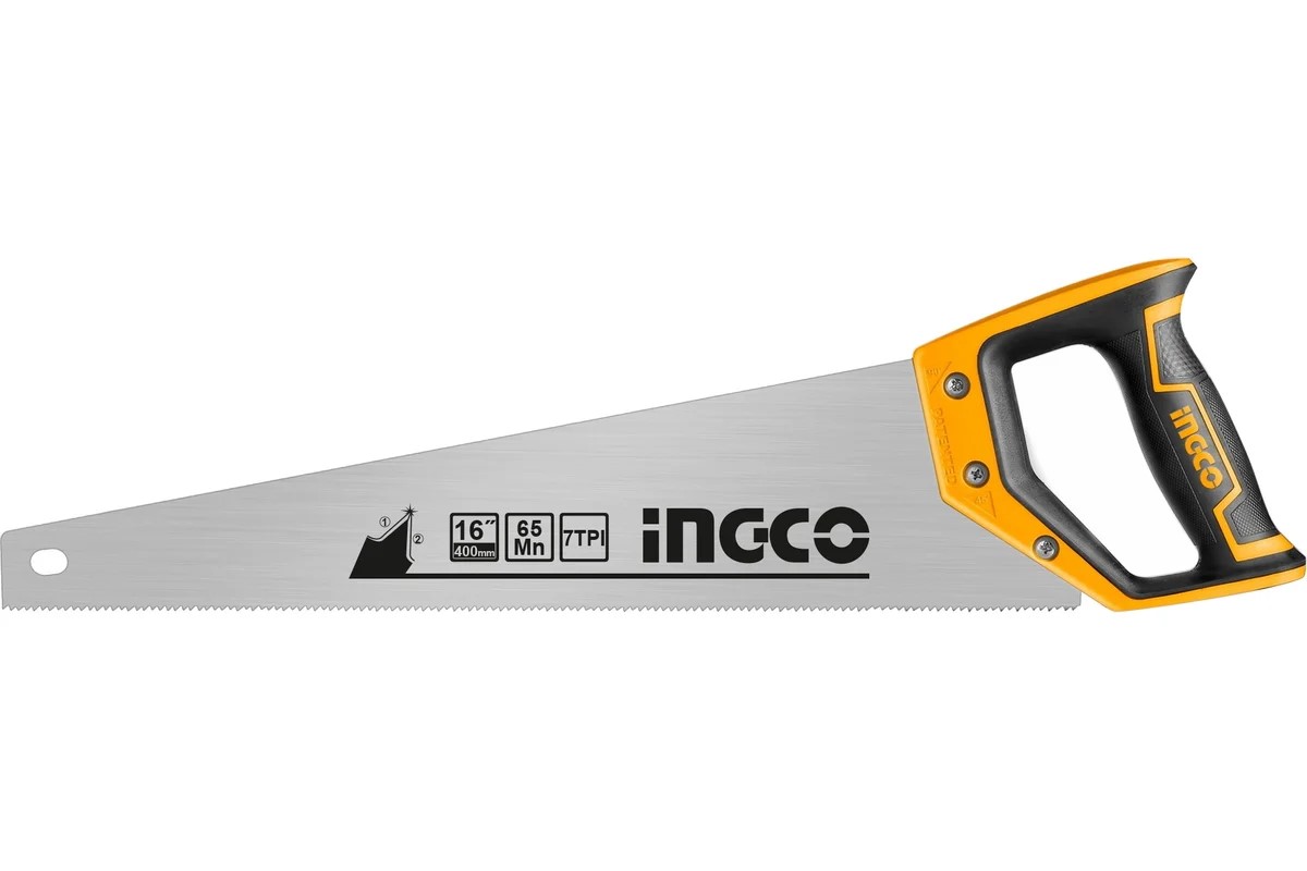 Ножовка по дереву INGCO 400мм, 7TPI, EXTRA SHARP (6/24) - Изображение №1