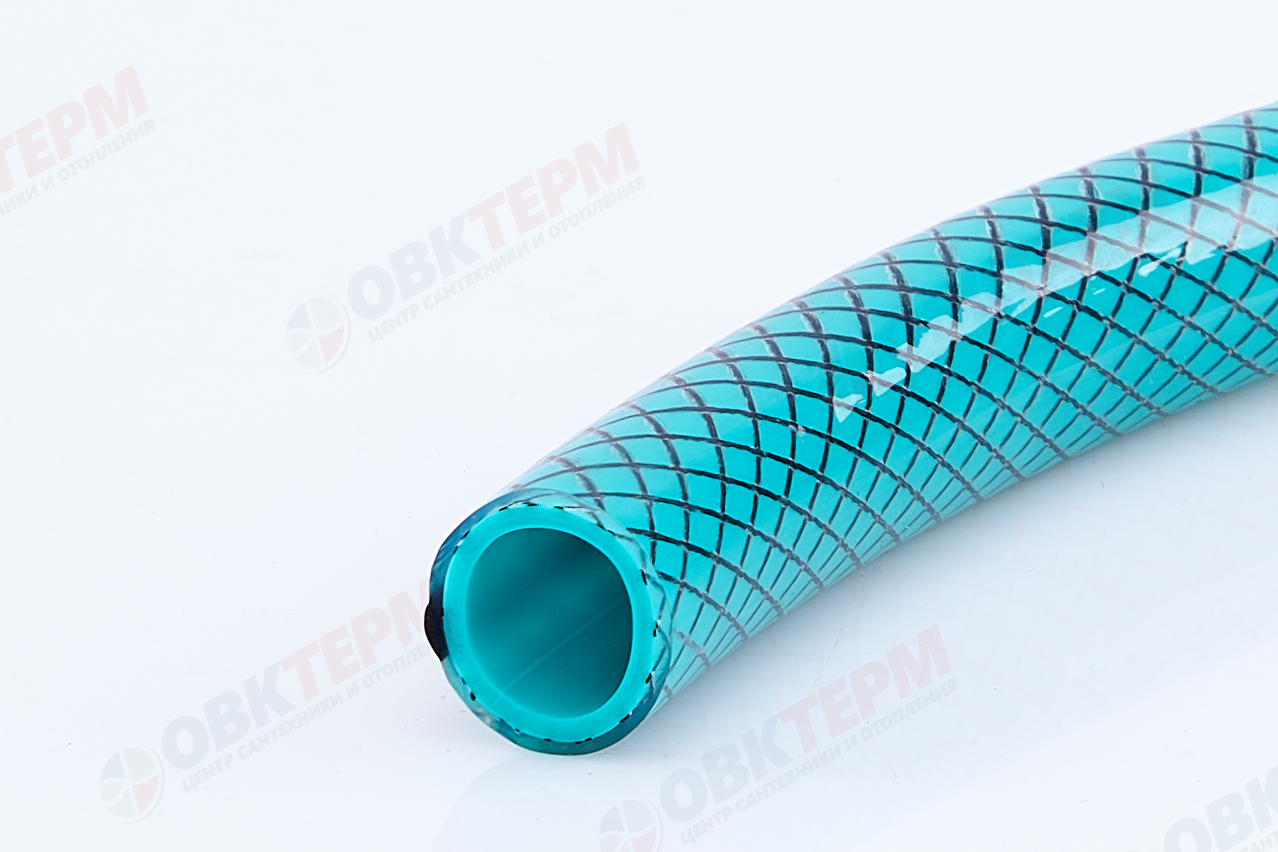 Шланг поливочный ПВХ "SLON" силикон бирюзовый с черной полосой  армир. 3-х слойный 3/4 (25 м) - Изображение №2