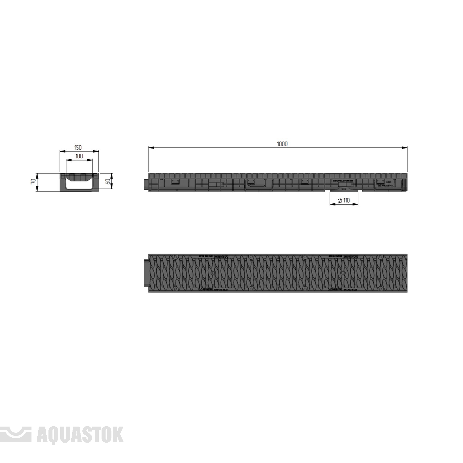 Лоток водоотводный пластиковый ЛВП Master 100 H70 (B125) - Изображение №2