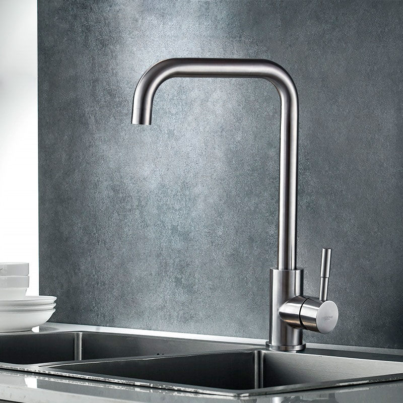 Смеситель д/кухни нерж/сталь ZERIX SUS-011G   (катридж 35мм, на гайке)  10 шт/ящ - миниатюра №2