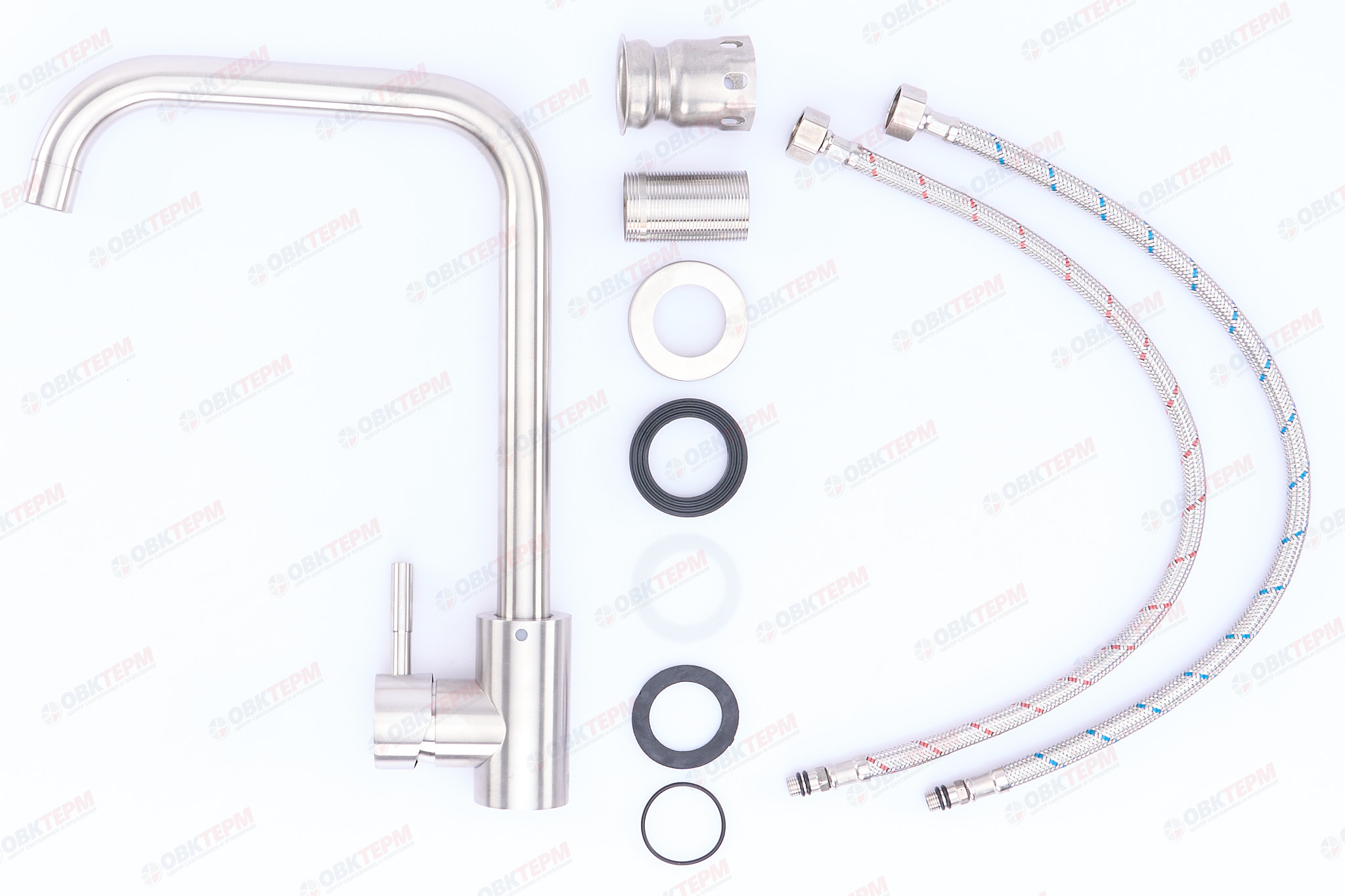 Смеситель д/кухни нерж/сталь ZERIX SUS-011G   (катридж 35мм, на гайке)  10 шт/ящ - миниатюра №4