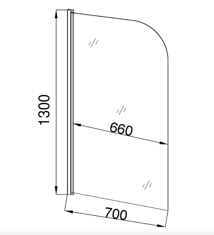 EG5C Душевое ограждение на ванну EvaGold 70*130, профиль хром, прозрачное стекло - Изображение №2