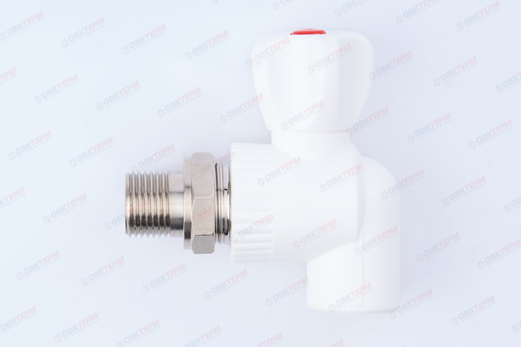 Кран шаровый  радиаторный угловой 20х1/2" НР (стальной  шар) (белый) (50/1) (TIM) - Изображение №4