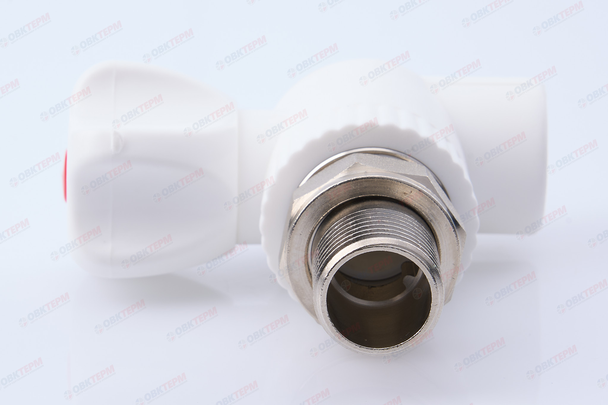Кран шаровый  радиаторный угловой 20х1/2" НР (стальной  шар) (белый) (50/1) (TIM) - Изображение №5