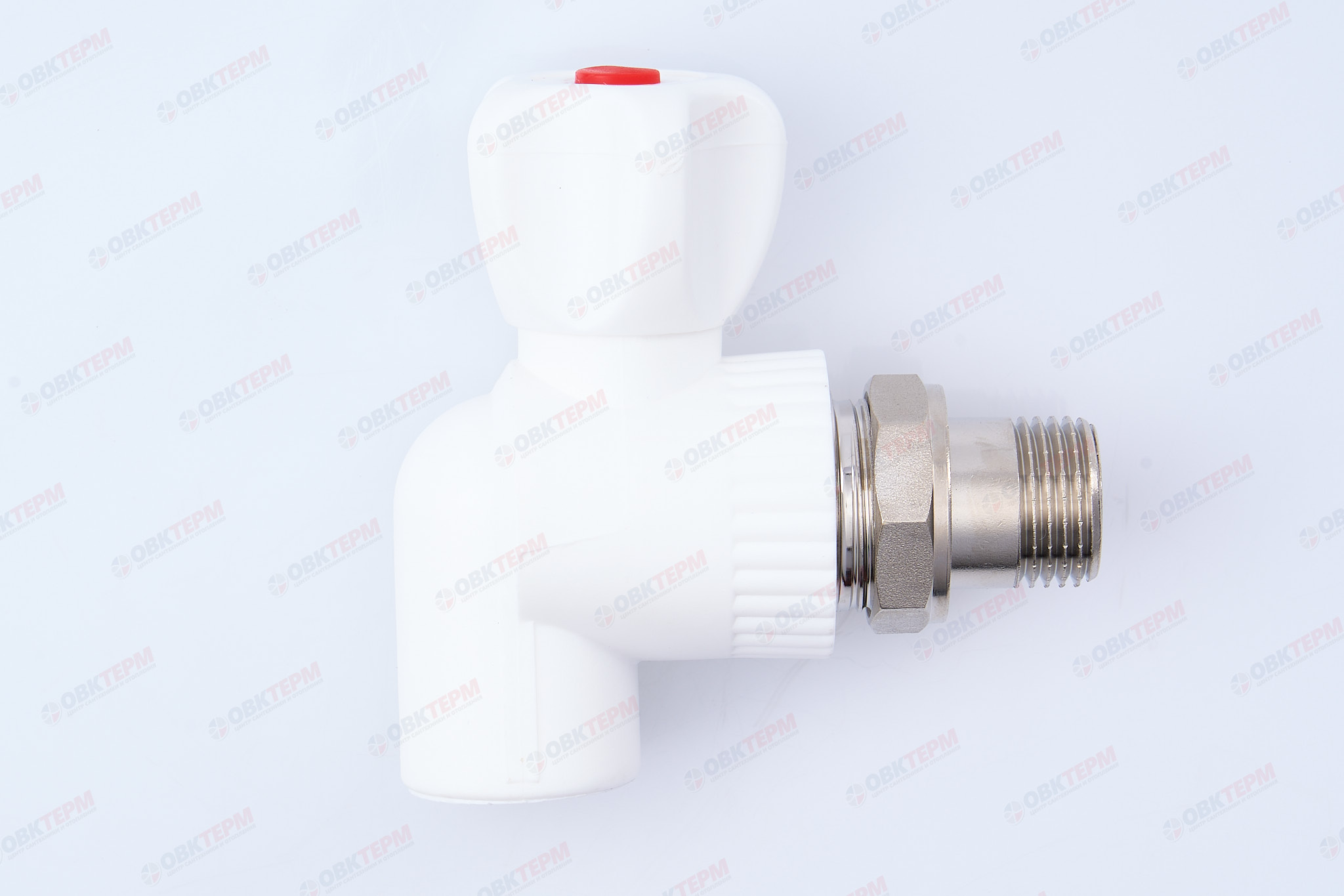 Кран шаровый  радиаторный угловой 20х1/2" НР (стальной  шар) (белый) (50/1) (TIM) - миниатюра №10
