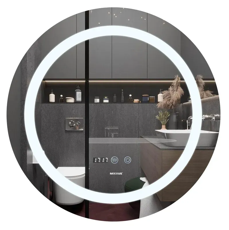 MIXXUS PLAIN MC02-60 Зеркало с LED Touch, Anti-fog, димером, регулятором яркости, часами - Изображение №4