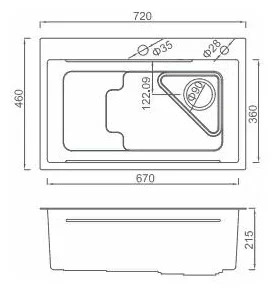 Мойка GAPPO GS7246 (0.8мм /коландер /сатин/ 720x460x215mm) - Изображение №2