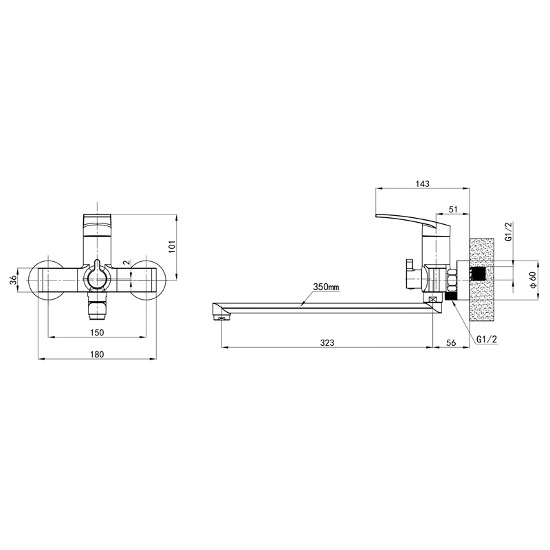 Смеситель д/ванны MIXXUS PREMIUM LAZAR 006 (EURO) (10 шт/ящ) - Изображение №2