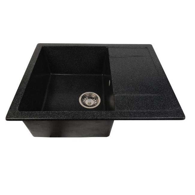 Мойка прямоугольная 650x510х217мм Hiekka Musta GRANMILL 29 черная - изображение №1