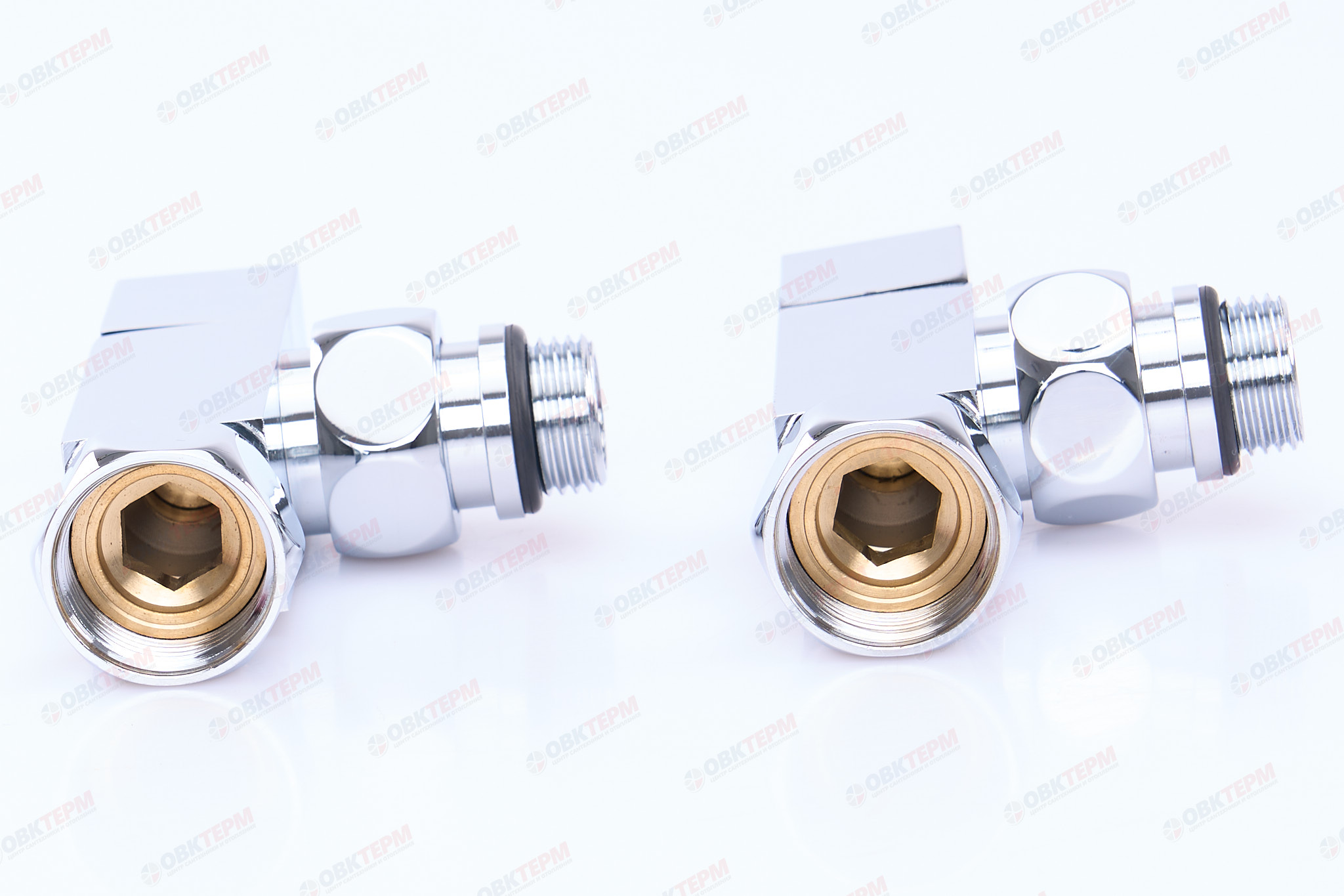 Кран  вентильный  с американкой   TIM  1/2"Н - 3/4"В  хром, угловой, квадрат   (1пара/20ящ) - Изображение №3