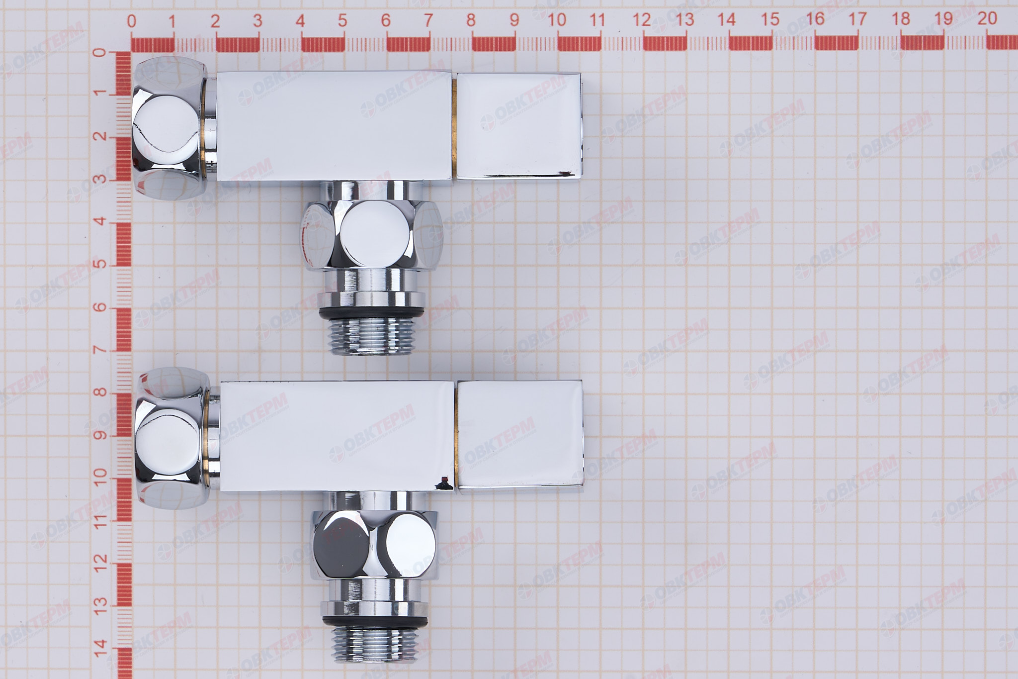 Кран  вентильный  с американкой   TIM  1/2"Н - 3/4"В  хром, угловой, квадрат   (1пара/20ящ) - Изображение №5