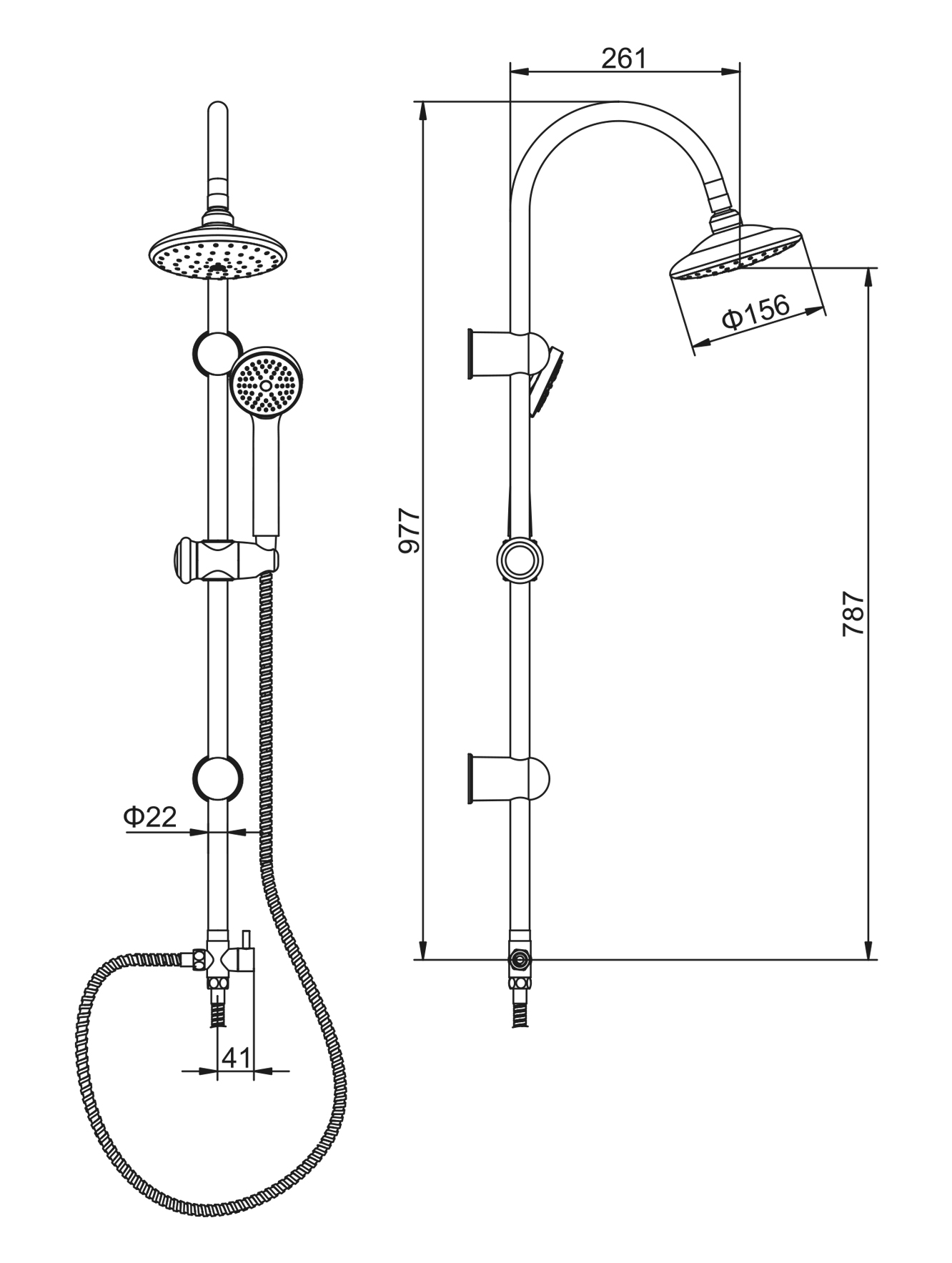 Душ/система ZERIX LR2412  (SK-001W) (без смесителя) (10 шт/ящ) - миниатюра №2
