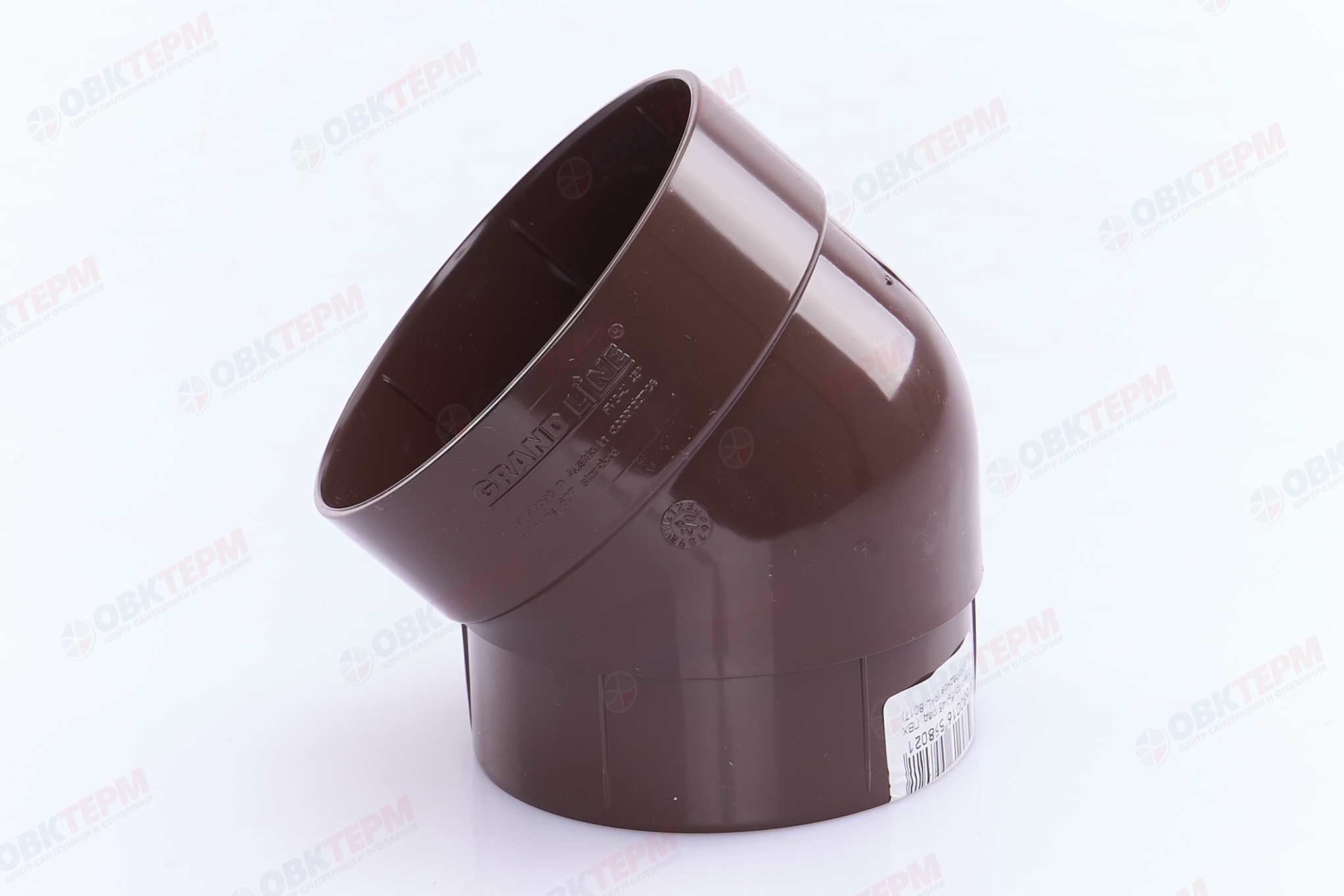 Колено трубы 45 град. ПВХ Grand Line шоколадное (RAL 8017) (уп. 24шт) - Изображение №4