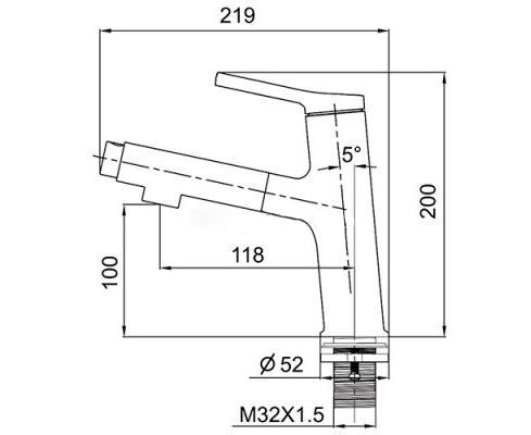 Смеситель д/раковины хром с выдвиж нос G1052-70 (Ø35, на гайке) GAPPO - миниатюра №2