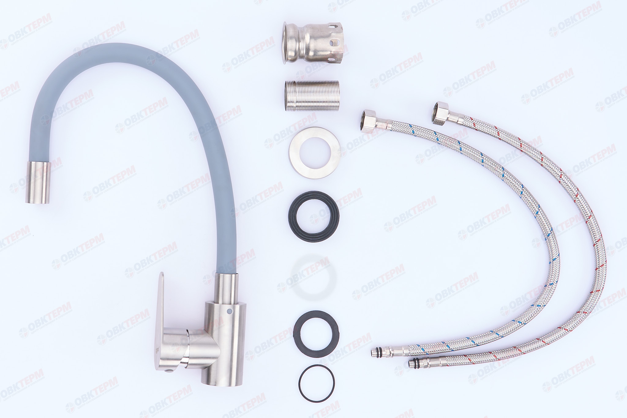 Смеситель д/кухни нерж/сталь ZERIX FOX-011 REFL.GRAY (10 шт/ящ) - миниатюра №4