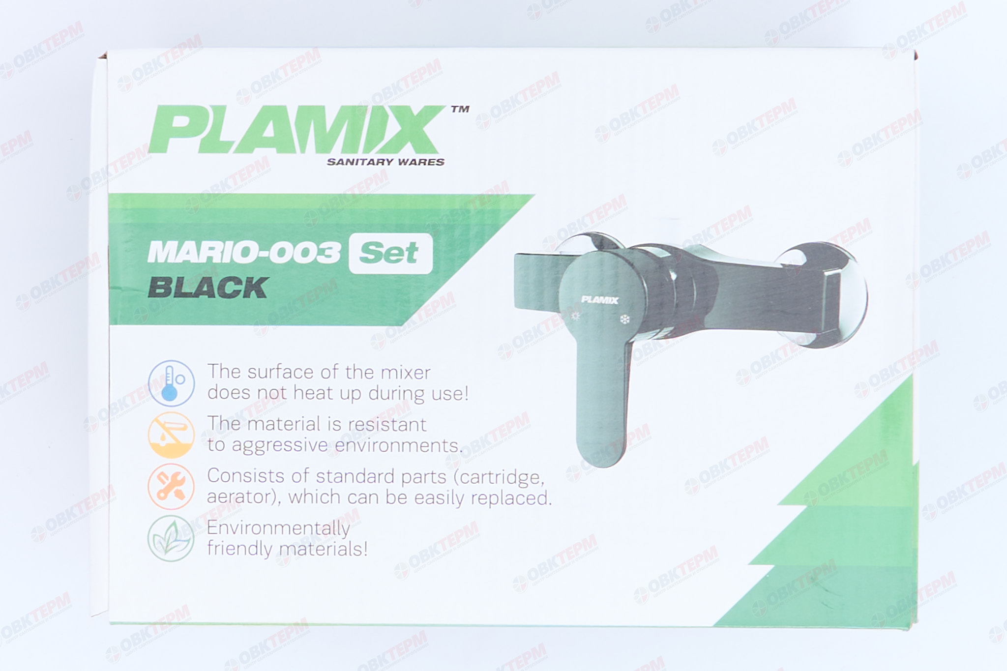 Смеситель д/душ.кабины PLAMIX Mario-003 SET BLACK (со шлангом, лейкой и кронштейном) (30шт/ящ) - миниатюра №6