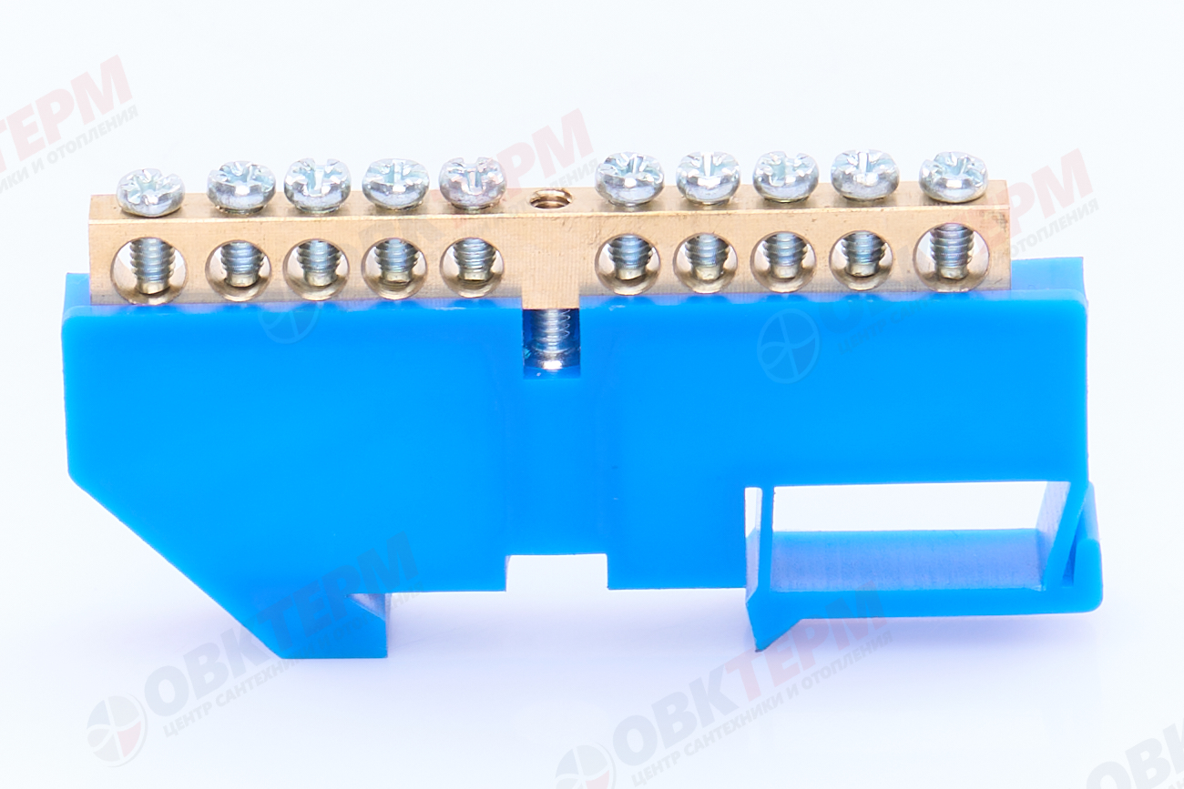 Шина нулевая латунная универсальная 6х9мм 10 отв. "Высокий" на Din-рейку EKF (sn0-63-10-d) - Изображение №4