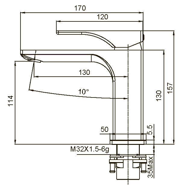 Смеситель д/умывальника KOER KB-10010-05 (Цвет черный) (8шт/ящ) - Изображение №2
