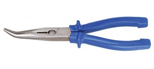 Длинногубцы Vorel 160 мм загнутые (сталь 45 HRC 45-50) платсиковые  рукоятки - Изображение №1
