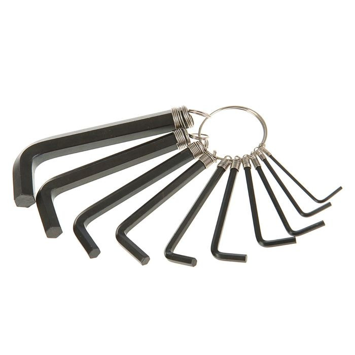 Ключи шестигранные VOREL HEX (1,5., 2., 2,5., 3., 3,5., 4., 5., 6., 8., 10 мм) 10 шт (на кольце) - Изображение №1