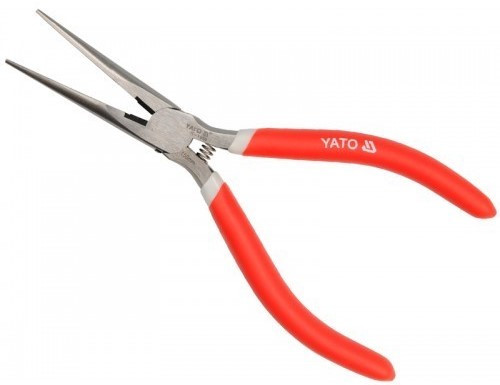 Тонкогубцы Yato 150 мм прямые (сталь CrV HRC 56-62) обливные обрезиненные  рукоятки - Изображение №1