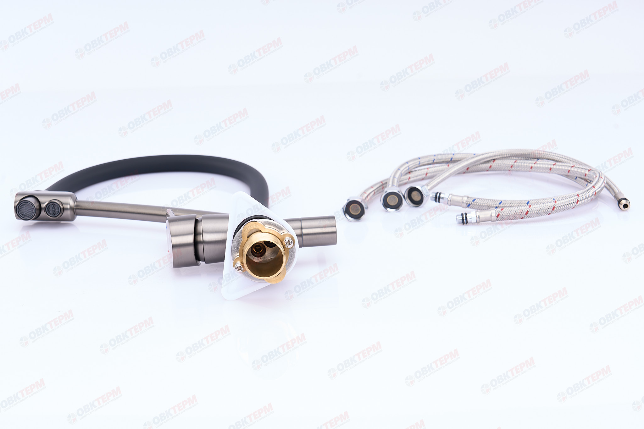 Смеситель д/кухни под ФИЛЬТР KOER KB-72003-07 (Цвет графит+силик.излив черный) (8шт/ящ) - Изображение №4