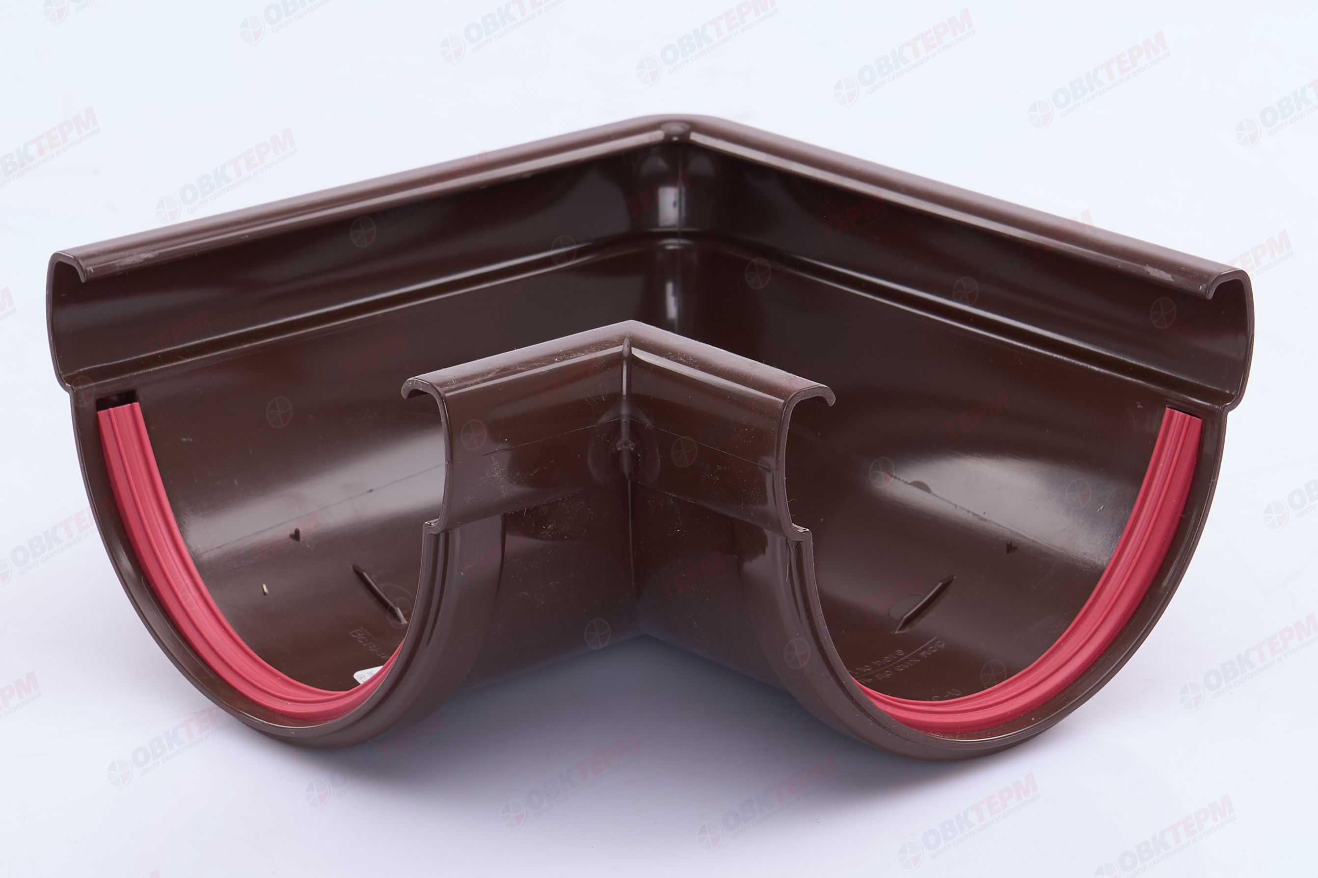 Угол желоба 90 град. Дизайн 135 ПВХ Grand Line шоколадный (RAL 8017) (уп.16шт) - Изображение №2