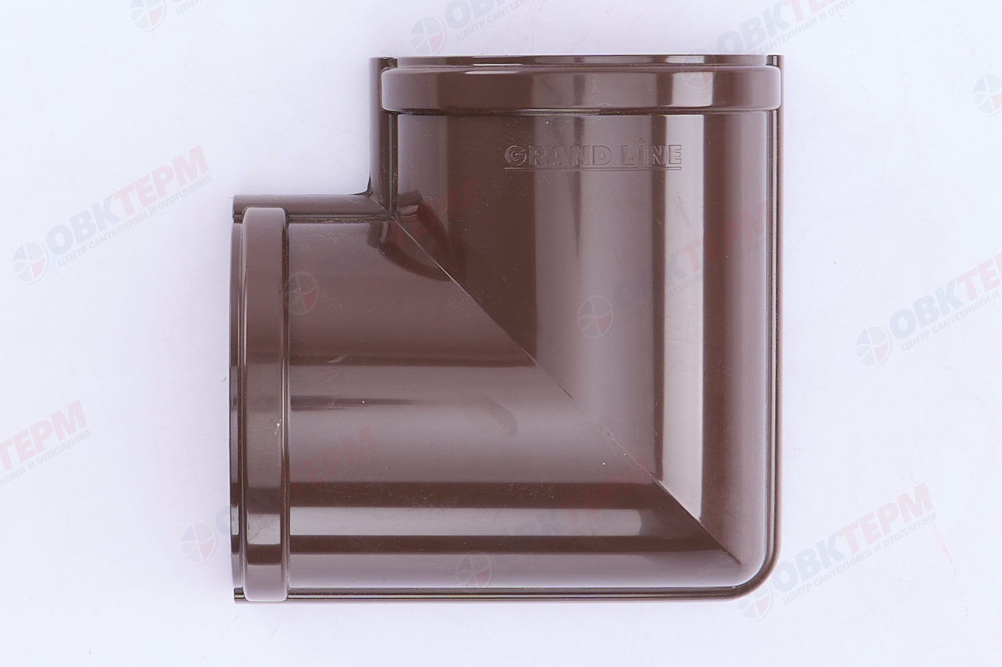 Угол желоба 90 град. Дизайн 135 ПВХ Grand Line шоколадный (RAL 8017) (уп.16шт) - миниатюра №6