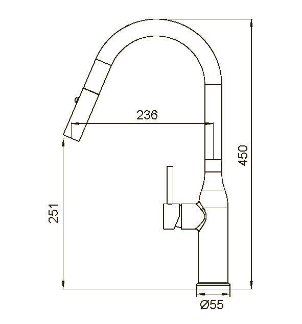 Смеситель д/кухни KOER KI-70004-02 /нерж. сталь SUS304 с выдвижн. изливом (Цвет нерж) (8шт/ящ) - Изображение №3