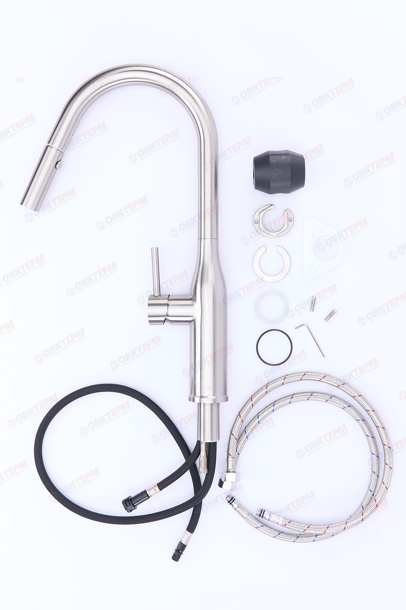 Смеситель д/кухни KOER KI-70004-02 /нерж. сталь SUS304 с выдвижн. изливом (Цвет нерж) (8шт/ящ) - Изображение №2